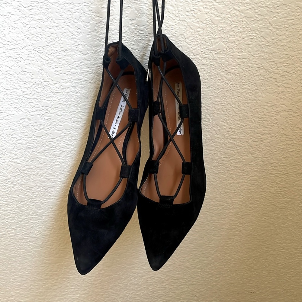 & other stories lace up flats black suede